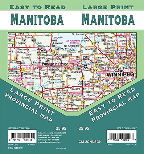 Stock image for Manitoba Large Print, Manitoba Provincial Map for sale by Books Unplugged