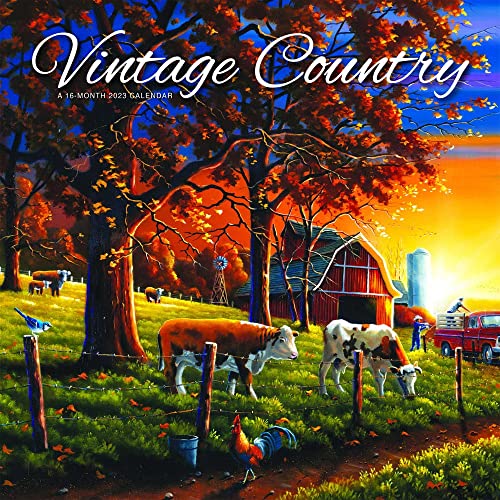 Vintage Country | 2023 12 x 24 Inch Monthly Square Wall Calendar | Featuring Artwork by Lynn Garwood | Hopper Studios | Cars and Trucks Artist