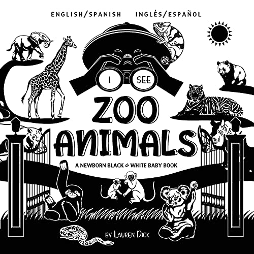 9781774763490: I See Zoo Animals: Bilingual (English / Spanish) (Ingls / Espaol) A Newborn Black & White Baby Book (High-Contrast Design & Patterns) (Panda, Koala, ... Shark, Dolphin, Turtle, Penguin, Pol: 6