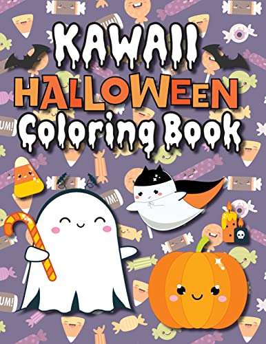 Stock image for Kawaii Halloween Coloring Book: (Ages 4-8, 6-12, 8-12, 12+) Full-Page Monsters, Spooky Animals, and More! (Halloween Gift for Kids, Grandkids, Adults, Holiday) for sale by Books Unplugged