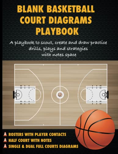 Stock image for Blank Basketball Court Diagrams Playbook for Coaches and Scouts: A playbook to scout, create and draw practice drills, plays and strategies with notes space for sale by GF Books, Inc.