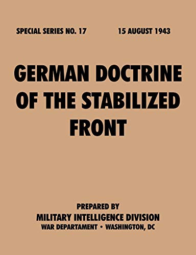 9781780390772: German Doctrine of the Stabilized Front (Special Series, no. 17)