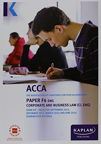 Beispielbild fr F4 Corporate and Business Law (UK) - Exam Kit (Acca Exam Kits) zum Verkauf von AwesomeBooks