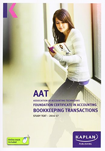 Imagen de archivo de AAT Bookkeeping Transactions - Study Text a la venta por MusicMagpie