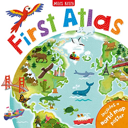 9781786172242: Children's - First Atlas: 48 Pages Full of Fun Facts and Colourful Maps - Includes Large World Map Poster 700mm x 900mm