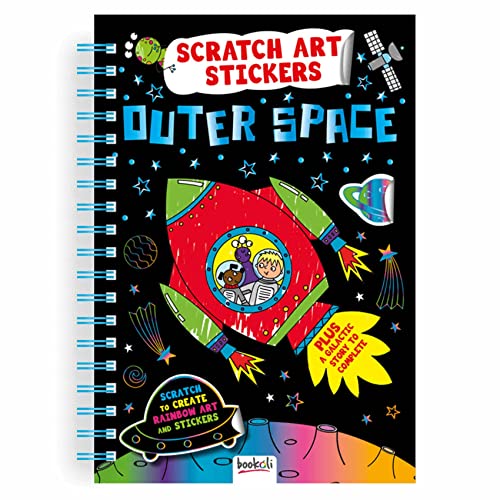 Beispielbild fr Bookoli - Scratch Art Stickers Outer Space - Scratch Art Sticker Activity Book - Perfect Gift for Kids - Scratch to Create Rainbow Art - Includes 100+ Stickers zum Verkauf von WorldofBooks