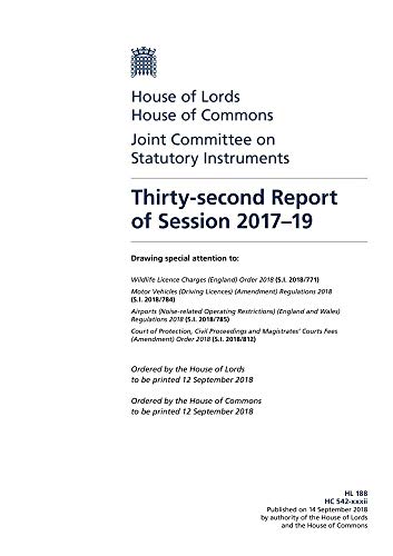 Stock image for Joint Committee on Statutory Instruments 32nd Report of Session 2017 "19 (House of Commons Paper) HC 542-xxxii for sale by WorldofBooks