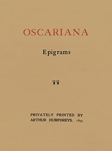 Stock image for Oscariana: Epigrams for sale by WorldofBooks