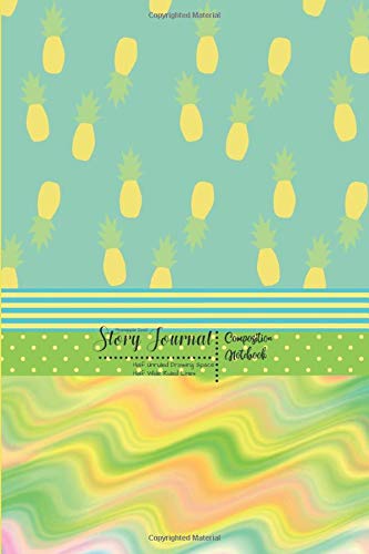 Imagen de archivo de Pineapple Swirl Story Journal Composition Notebook Half Unruled Drawing Space Half Wide Ruled Lines: Combined Dual Note and Sketch Workbook Top & Bottom a la venta por Ergodebooks