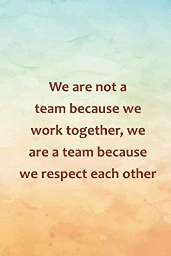 Beispielbild fr We are not a team because we work together, we are a team because we respect each other: Inspirational life quote blank lined Notebook zum Verkauf von SecondSale