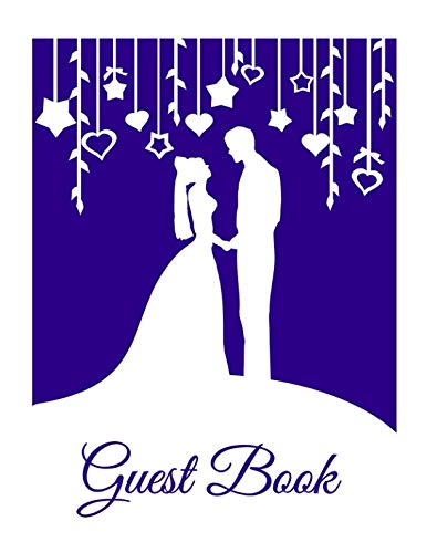 Stock image for Guest Book: White & Dark Purple Wedding Guest Book (Paperback), Romantic Mr and Mrs Bride and Groom silhouette design A4 Wedding Guest Book, 8.5"x11" Modern Guestbook for wedding with hearts & stars for sale by Revaluation Books