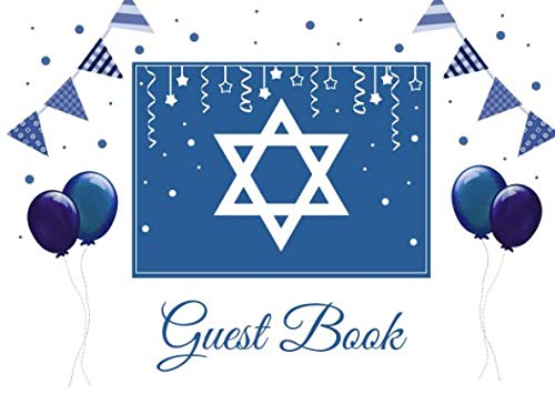 Stock image for Guest Book: Dark Blue Bar Mitzvah Guest Book with Judaica Star of David design, for any Jewish event: Jewish Wedding, Bat Mitzvah, Birthday, Holiday or Family Party, 8.25x6 inch Soft back Guestbook for sale by Revaluation Books
