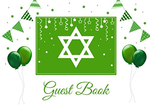 Stock image for Guest Book: Green Bar Mitzvah Guest Book with Judaica Star of David design, for any Jewish event: Jewish Wedding, Bat Mitzvah, Birthday, Holiday or Family Party, 8.25x6 inch Soft back Guestbook for sale by Revaluation Books