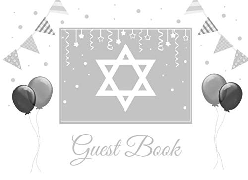 Stock image for Guest Book: for a Jewish event or celebration: Bar Mitzvah, Bat Mitzvah, Wedding, Birthday or holiday party. Gray and White Soft back 8.25x6 inch Grey Guestbook with Judaica Star of David design for sale by Revaluation Books