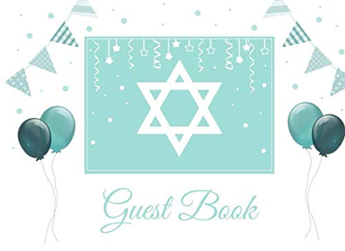 Stock image for Guest Book: Mint Bar Mitzvah Guest Book with Judaica Star of David design, for any Jewish event: Jewish Wedding, Bat Mitzvah, Birthday, Holiday or Family Party, 8.25x6 inch Soft back Guestbook for sale by Revaluation Books