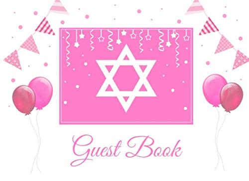 Stock image for Guest Book: Pink Bat Mitzvah Guest Book with Judaica Star of David design, for any Jewish event: Jewish Wedding, BatMitzvah, Birthday, Holiday or Family Party, 8.25x6 inch Soft back Guestbook for sale by Revaluation Books