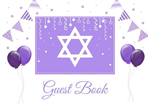 Stock image for Guest Book: Purple Bat Mitzvah Guest Book with Judaica Star of David design, for any Jewish event: Jewish Wedding, Bar Mitzvah, Birthday, Holiday or Family Party, 8.25x6 inch Soft back Guestbook for sale by Revaluation Books
