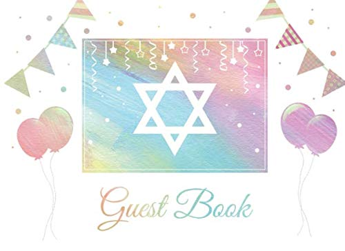 Stock image for Guest Book: Rainbow Bat Mitzvah Guest Book with Judaica Star of David design, for any Jewish event: Jewish Wedding, Bar Mitzvah, Birthday, Holiday or Family Party, 8.25x6 inch Soft back Guestbook for sale by Revaluation Books