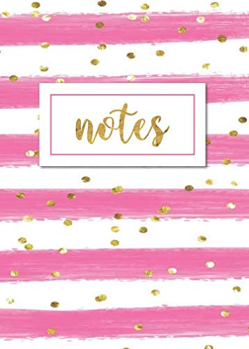 9781795784207: Notes: B6 (5"x7") Lined Travelers Notebook Insert; Bright Pink Watercolor Stripes with Gold Accents