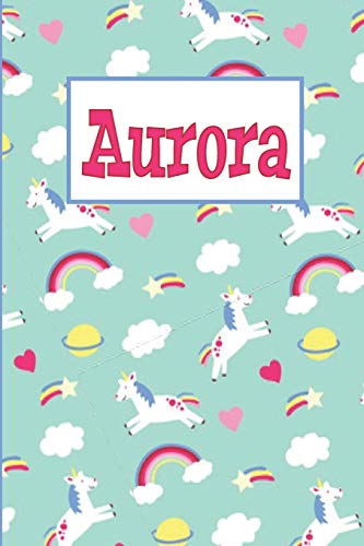 Stock image for Aurora: Personalized Named Unicorn Journal Notebook Pretty Magical Rainbows & Hearts Cover For Women And Girls Lined Pages for sale by Revaluation Books