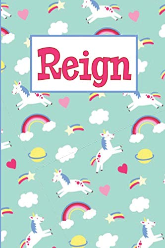 9781796308419: Reign: Personalized Named Unicorn Journal Notebook Pretty Magical Rainbows & Hearts Cover For Women And Girls Lined Pages
