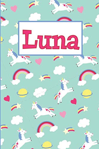 Stock image for Luna: Personalized Named Unicorn Journal Notebook Pretty Magical Rainbows & Hearts Cover For Women And Girls Lined Pages for sale by Revaluation Books