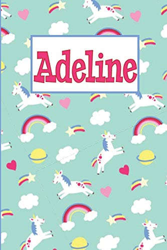 Beispielbild fr Adeline: Personalized Named Unicorn Journal Notebook Pretty Magical Rainbows & Hearts Cover For Women And Girls Lined Pages zum Verkauf von Revaluation Books