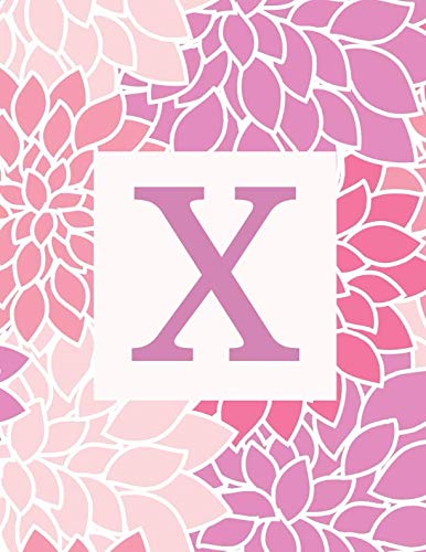Imagen de archivo de X: Monogram Initial X Notebook for Women and Girls- Pink and Purple Flowers-120 Pages 8.5 x 11 a la venta por Revaluation Books