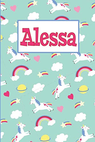 Beispielbild fr Alessa: Personalized Named Unicorn Journal Notebook Pretty Magical Rainbows & Hearts Cover For Women And Girls Lined Pages zum Verkauf von Revaluation Books