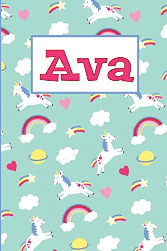 9781796383218: Ava: Personalized Named Unicorn Journal Notebook Pretty Magical Rainbows & Hearts Cover For Women And Girls Lined Pages