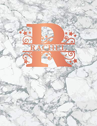 Imagen de archivo de Rachel: Personalized Journal Notebook for Women or Girls. Monogram Initial R With Name. White Marble & Rose Gold Cover. 8.5" x 11" 110 Pages Lined Journal Paper a la venta por Revaluation Books