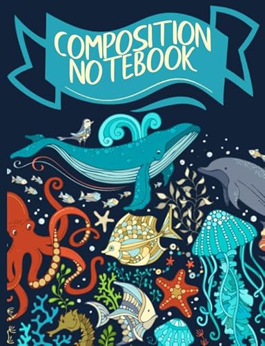 Beispielbild fr Composition Notebook: Ocean Life Collage Pattern Wide Ruled Lined Paper Book zum Verkauf von ThriftBooks-Dallas