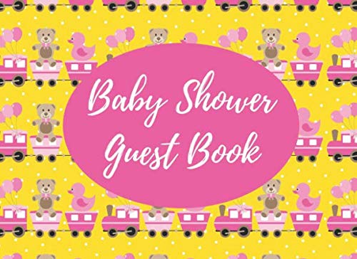 Beispielbild fr Baby Shower Guest Book: Pink Train Yellow Background pattern zum Verkauf von Revaluation Books