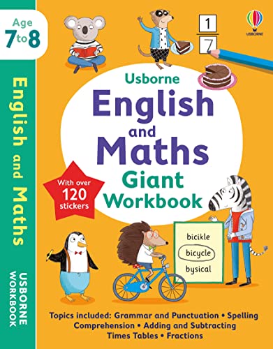 Stock image for Usborne English and Maths Giant Workbook 7-8 (Usborne Workbooks) for sale by AwesomeBooks