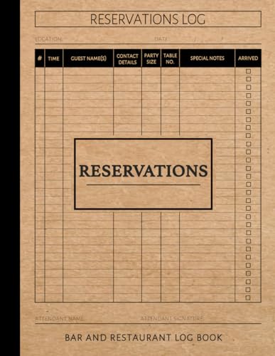 Stock image for Reservations Bar & Restaurant Log Book: Guest Arrival Tracker. Detail & Track Every Booking. Ideal for Restaurants, Hotels, Bars & Businesses for sale by Book Deals