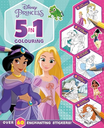9781837950072: Disney Princess: 5 in 1 Colouring (With dot-to-dot, colour-by-numbers, copy colouring, and more!)