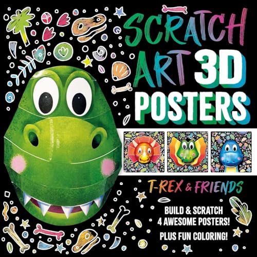 Stock image for Scratch Art 3D Posters: T-Rex & Friends: Build and Scratch 4 Awesome Posters, Plus Extra Pages of Coloring [Paperback] IglooBooks and Wood, Hannah for sale by Lakeside Books