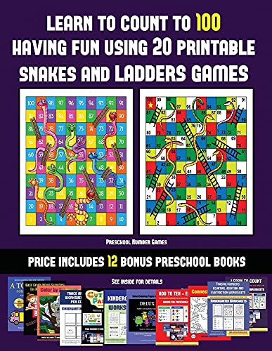 Beispielbild fr Preschool Number Games (Learn to count to 100 having fun using 20 printable snakes and ladders games): A full-color workbook with 20 printable snakes zum Verkauf von Buchpark