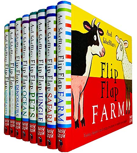 Stock image for Axel Scheffler's Complete Flip Flap Series 8 Books Collection Set (Farm, Safari, Jungle, Pets, Ocean, Dinosaurs, Frozen Minibeasts) for sale by Front Cover Books