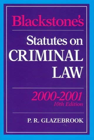 Beispielbild fr Blackstone's Statutes on Criminal Law 2000/2001 (Blackstone's Statute Books) zum Verkauf von Goldstone Books