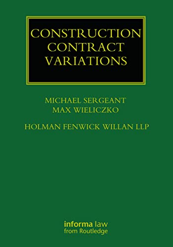 Beispielbild fr Construction Contract Variations (Construction Practice Series) zum Verkauf von GoldenWavesOfBooks