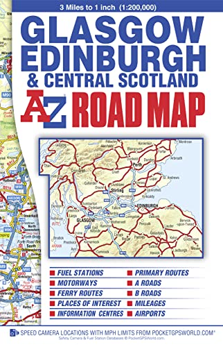 Imagen de archivo de GLASGOW, EDINBURGH AND CENTRAL SCOTLAND A-Z ROAD MAP [New 12th edition] a la venta por WorldofBooks