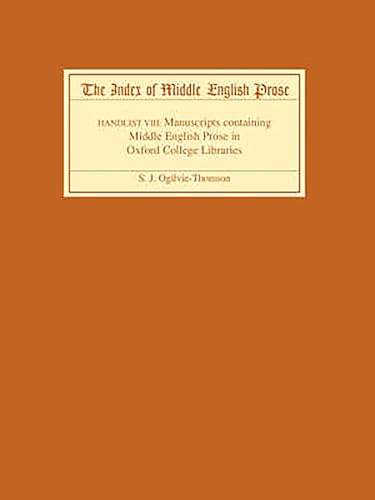 Beispielbild fr The Index of Middle English Prose Handlist VIII zum Verkauf von Blackwell's