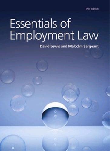 Beispielbild fr Essentials of Employment Law (UK PROFESSIONAL BUSINESS Management / Business) zum Verkauf von WorldofBooks