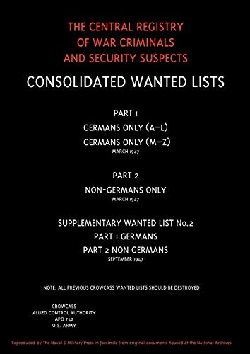 9781845742768: Crowcass. Central Registry Of War Criminals And Security Suspects.Wanted Lists. Soft Back Edition.: Crowcass. Central Registry Of War Criminals And Security Suspects.Wanted Lists. Soft Back Edition.