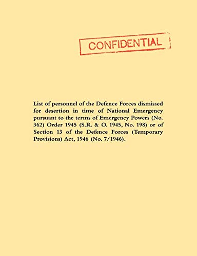 9781845748883: List of Personnel of the Irish Defence Forces Dismissed for Desertion During the Second World War