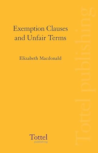 9781845920678: Exemption Clauses and Unfair Terms
