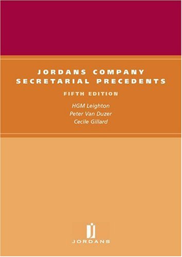 Jordans Company Secretarial Precedents (9781846611605) by Gillard, C.; Van Duzer, P.