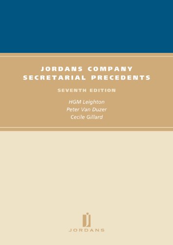 Jordans Company Secretarial Precedents (9781846615535) by Leighton, H. G. M.; Van Duzer, Peter G.; Gillard, Cecile