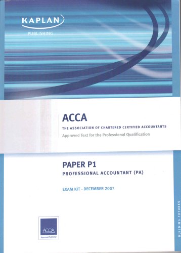 Beispielbild fr P1 Professional Accountant PA: Exam Kit (Acca) zum Verkauf von AwesomeBooks